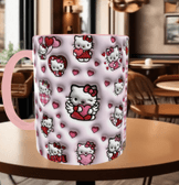 Hello Kitty Baskı içi ve Kulpu Renkli Kupa