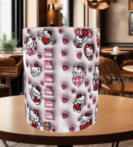 Hello Kitty Baskı içi ve Kulpu Renkli Kupa