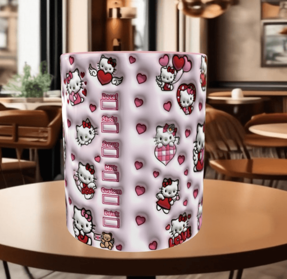 Hello Kitty Baskı içi ve Kulpu Renkli Kupa