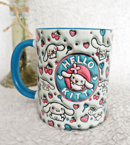 Hello Kitty Baskı içi ve Kulpu Renkli Kupa