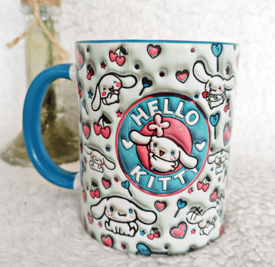 Hello Kitty Baskı içi ve Kulpu Renkli Kupa