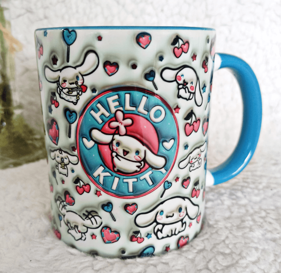 Hello Kitty Baskı içi ve Kulpu Renkli Kupa