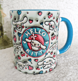 Hello Kitty Baskı içi ve Kulpu Renkli Kupa