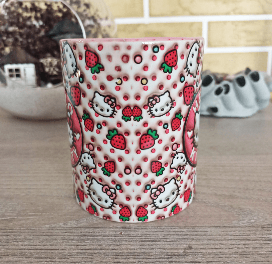Hello Kitty Baskı içi ve Kulpu Renkli Kupa