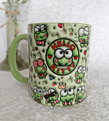 Hello Kitty Baskı içi ve Kulpu Renkli Kupa