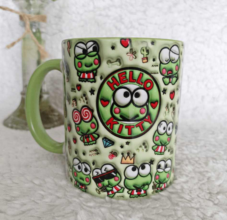 Hello Kitty Baskı içi ve Kulpu Renkli Kupa