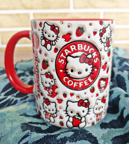 Hello Kitty Baskı içi ve Kulpu Renkli Kupa