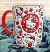 Hello Kitty Baskı içi ve Kulpu Renkli Kupa