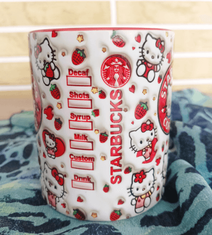 Hello Kitty Baskı içi ve Kulpu Renkli Kupa