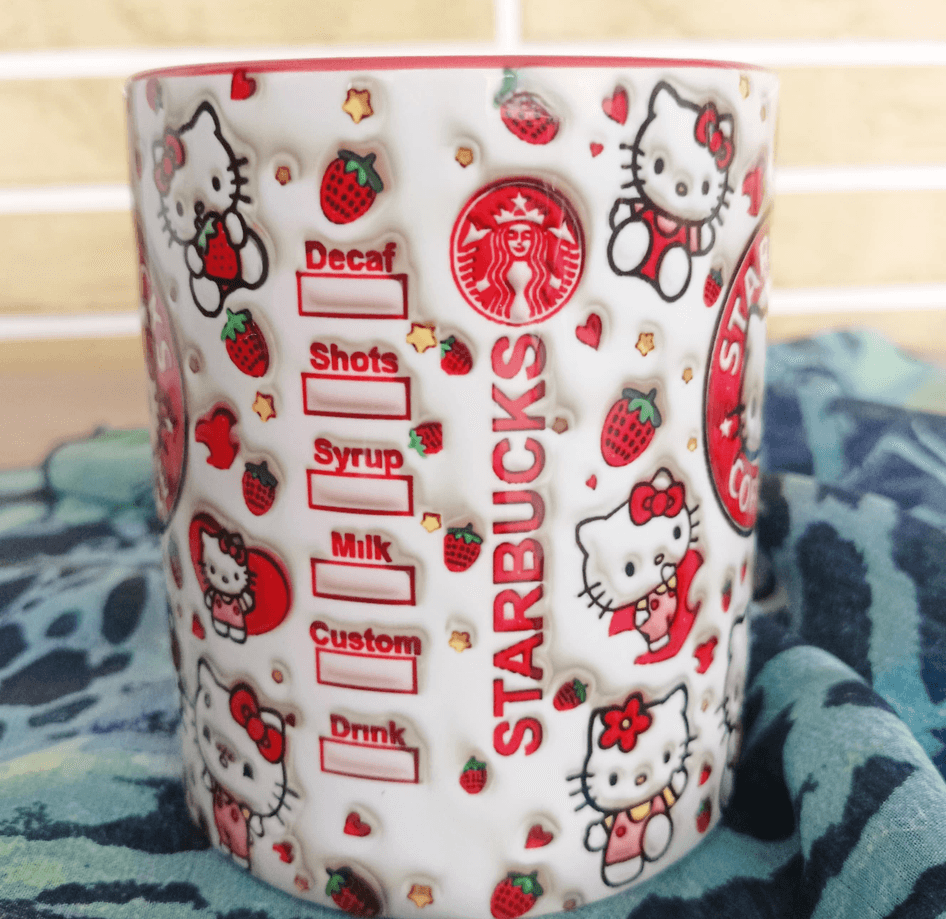 Hello Kitty Baskı içi ve Kulpu Renkli Kupa