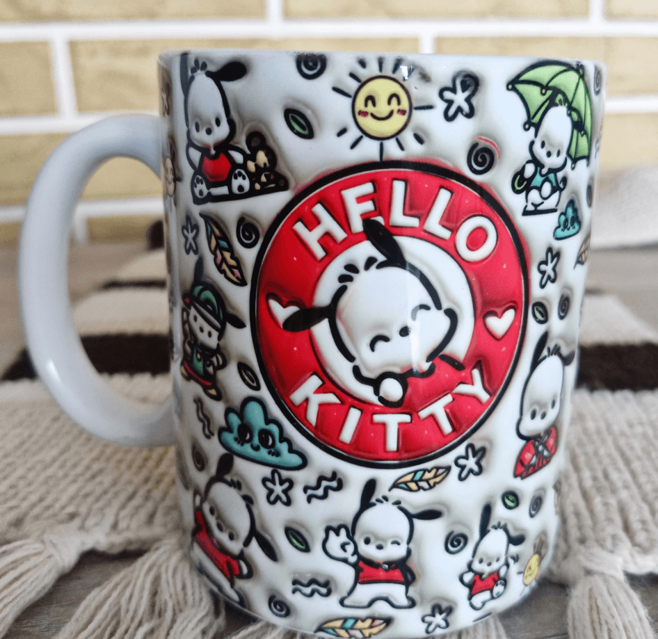 Hello Kitty Baskı içi ve Kulpu Renkli Kupa