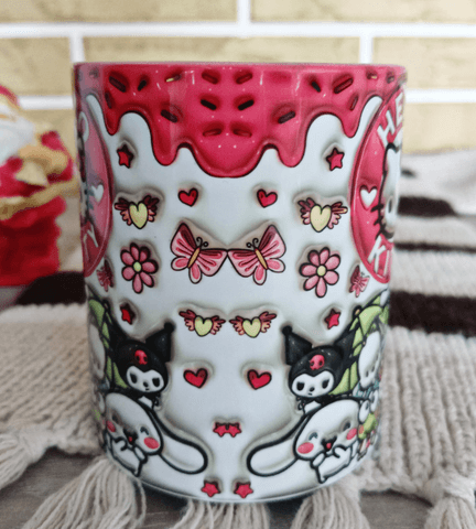 Hello Kitty Baskı içi ve Kulpu Renkli Kupa