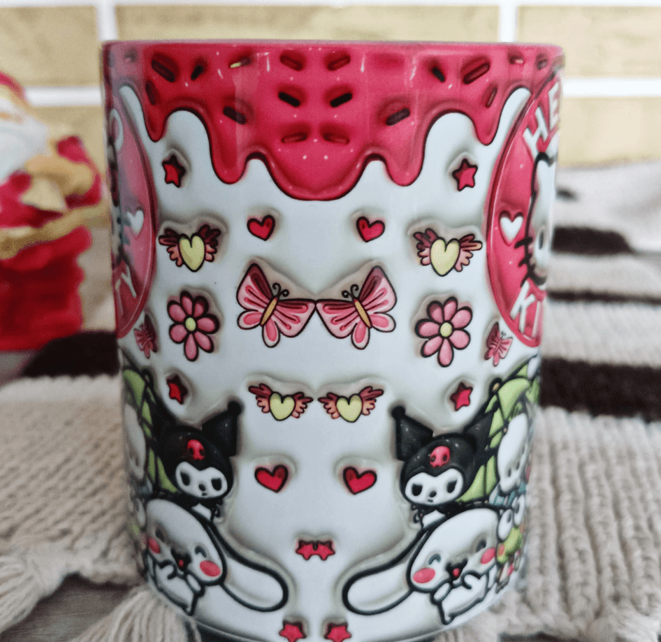 Hello Kitty Baskı içi ve Kulpu Renkli Kupa