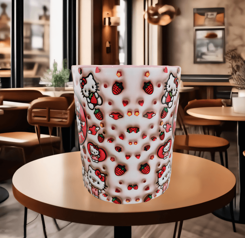 Hello Kitty Baskı içi ve Kulpu Renkli Kupa