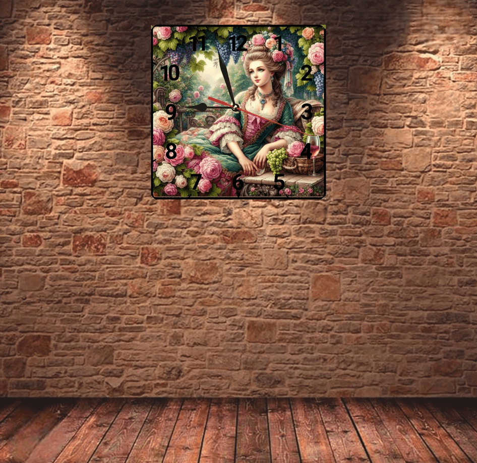 Şarap bağı vintage baskı metal hediyelik dekoratif kaliteli duvar saati