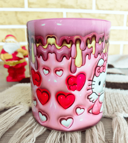 Hello Kitty Baskı içi ve Kulpu Renkli Kupa
