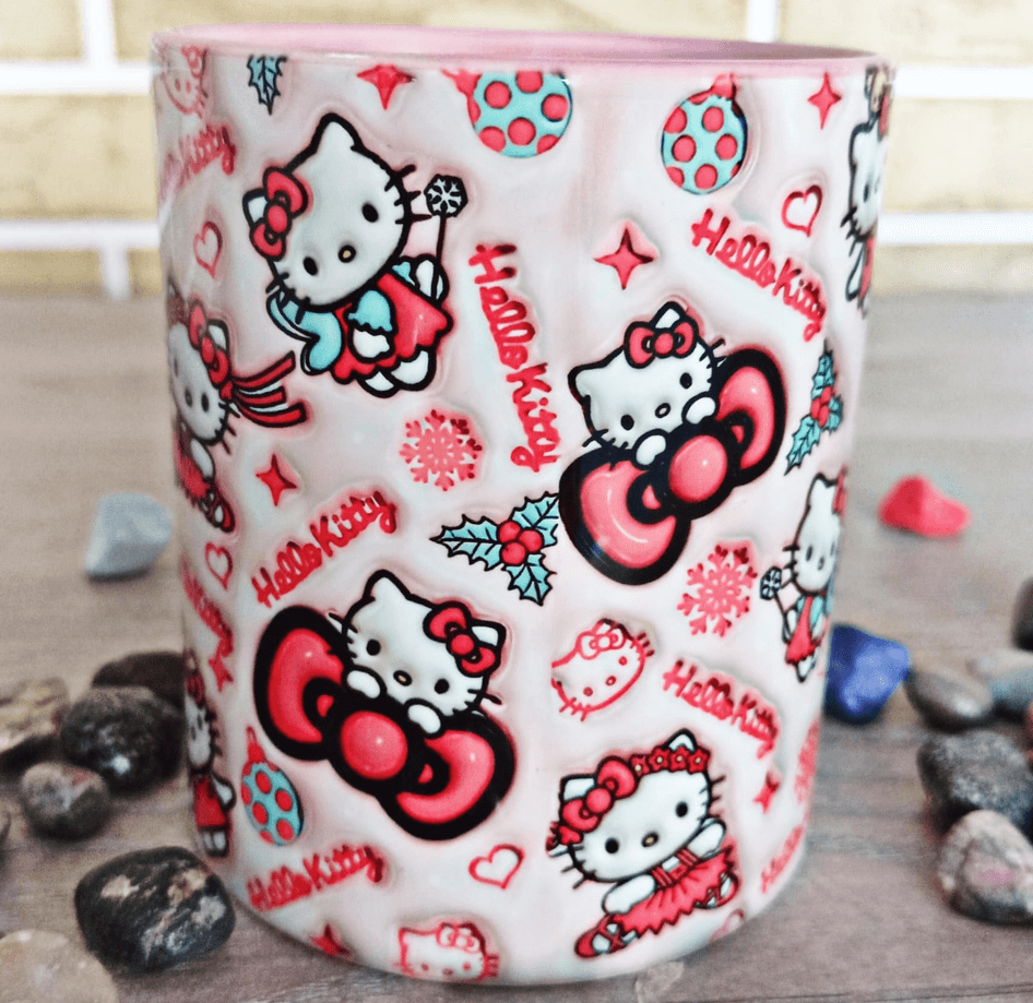 Hello Kitty Baskı içi ve Kulpu Renkli Kupa