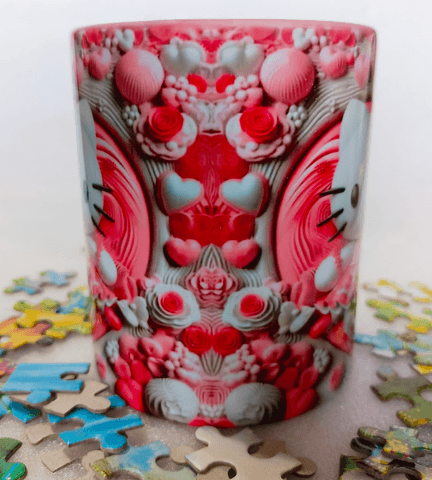 Hello Kitty Baskı içi ve Kulpu Renkli Kupa