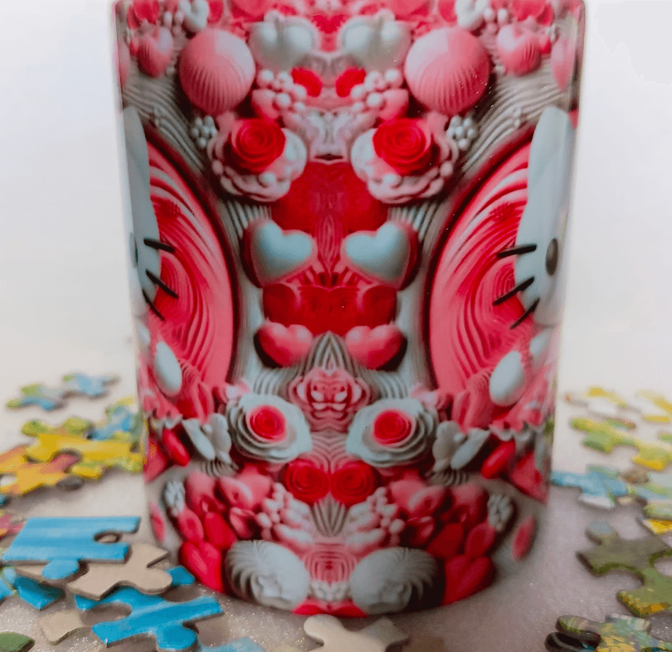 Hello Kitty Baskı içi ve Kulpu Renkli Kupa