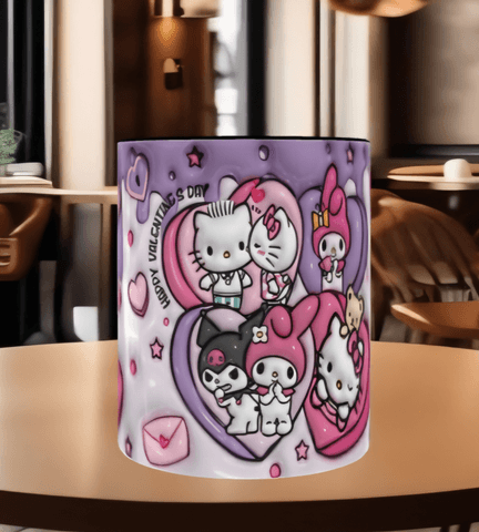 Hello Kitty Baskı içi ve Kulpu Renkli Kupa