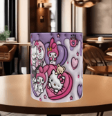 Hello Kitty Baskı içi ve Kulpu Renkli Kupa