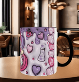 Hello Kitty Baskı içi ve Kulpu Renkli Kupa