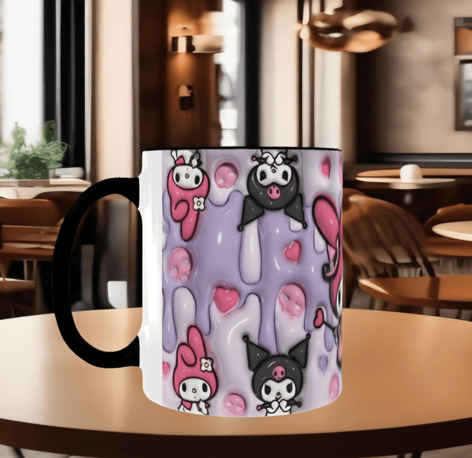 Hello Kitty Baskı içi ve Kulpu Renkli Kupa