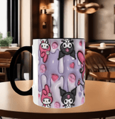 Hello Kitty Baskı içi ve Kulpu Renkli Kupa