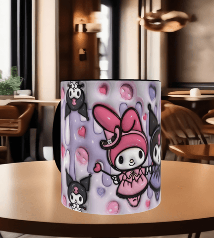 Hello Kitty Baskı içi ve Kulpu Renkli Kupa