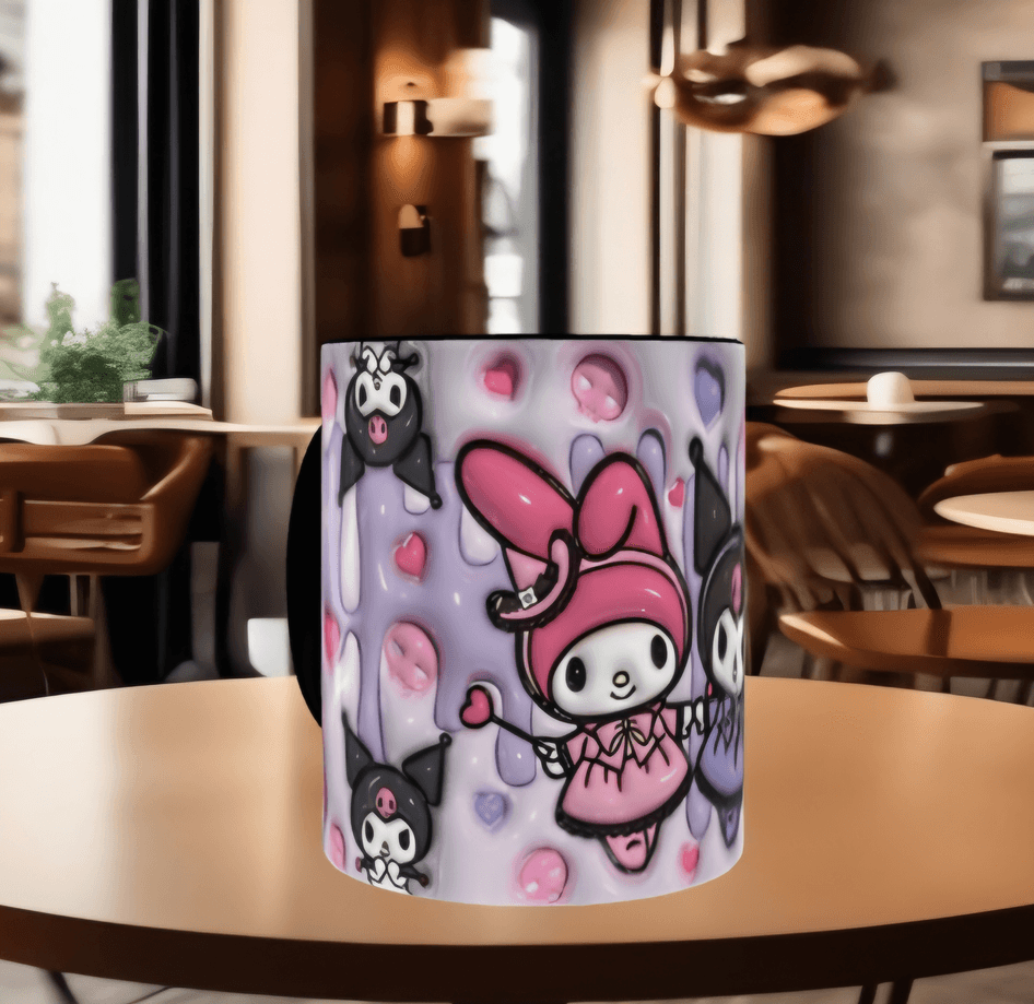 Hello Kitty Baskı içi ve Kulpu Renkli Kupa