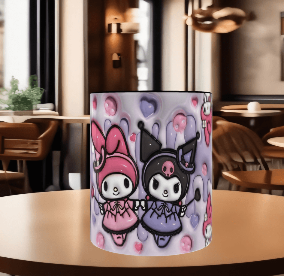 Hello Kitty Baskı içi ve Kulpu Renkli Kupa