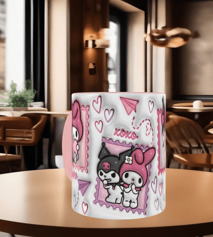 Hello Kitty Baskı içi ve Kulpu Renkli Kupa