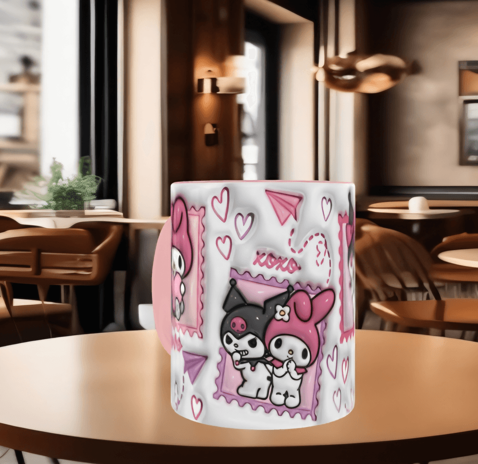 Hello Kitty Baskı içi ve Kulpu Renkli Kupa