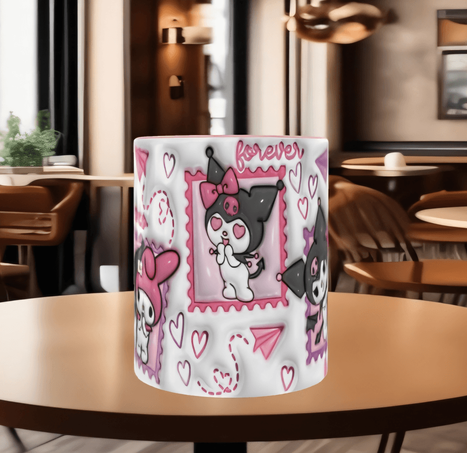 Hello Kitty Baskı içi ve Kulpu Renkli Kupa