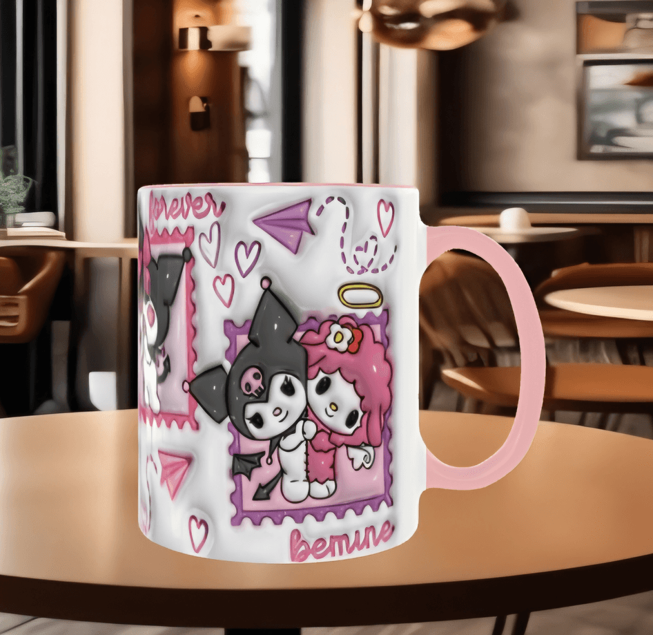 Hello Kitty Baskı içi ve Kulpu Renkli Kupa