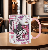 Hello Kitty Baskı içi ve Kulpu Renkli Kupa