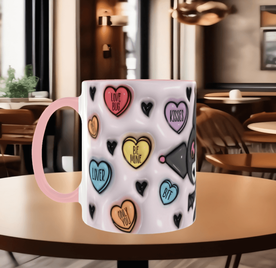 Hello Kitty Baskı içi ve Kulpu Renkli Kupa