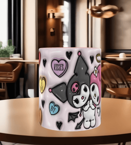 Hello Kitty Baskı içi ve Kulpu Renkli Kupa