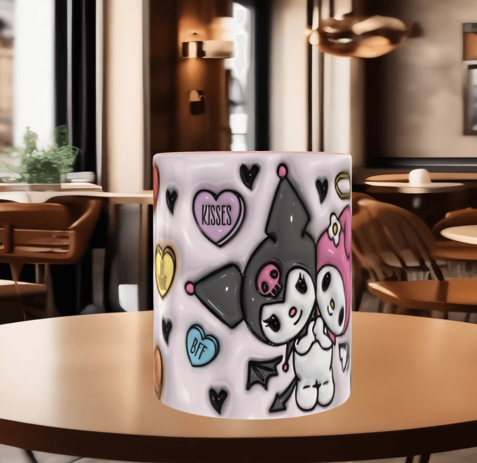 Hello Kitty Baskı içi ve Kulpu Renkli Kupa