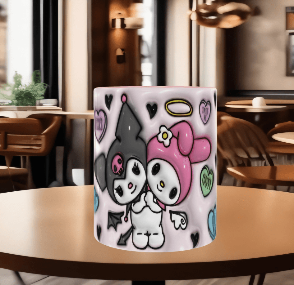 Hello Kitty Baskı içi ve Kulpu Renkli Kupa