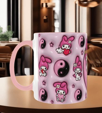 Hello Kitty Baskı içi ve Kulpu Renkli Kupa