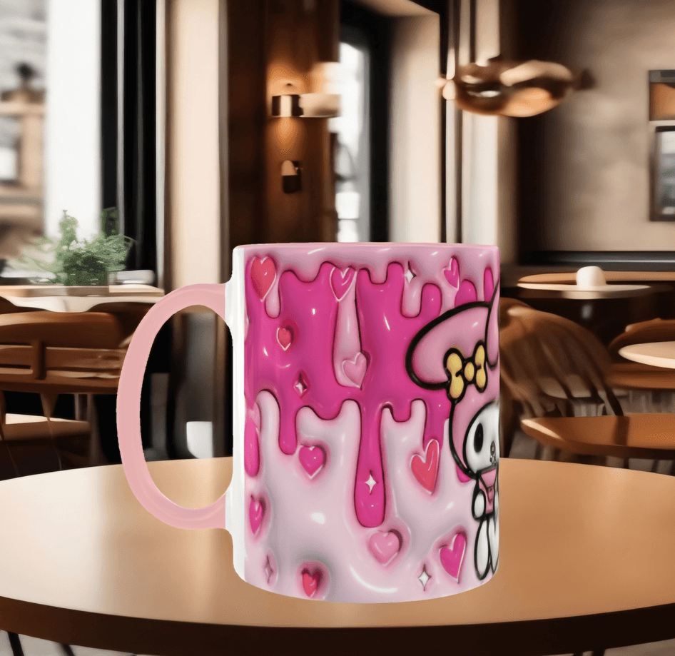 Hello Kitty Baskı içi ve Kulpu Renkli Kupa