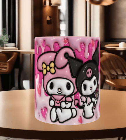 Hello Kitty Baskı içi ve Kulpu Renkli Kupa