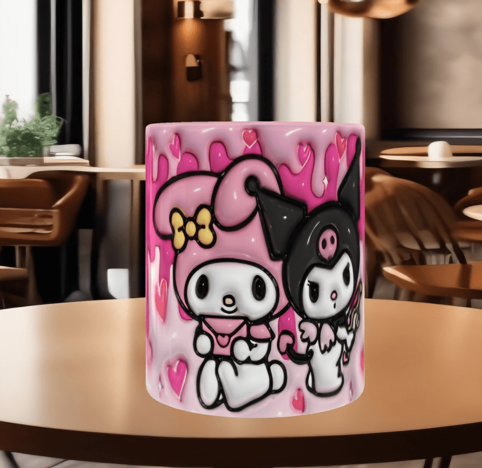 Hello Kitty Baskı içi ve Kulpu Renkli Kupa