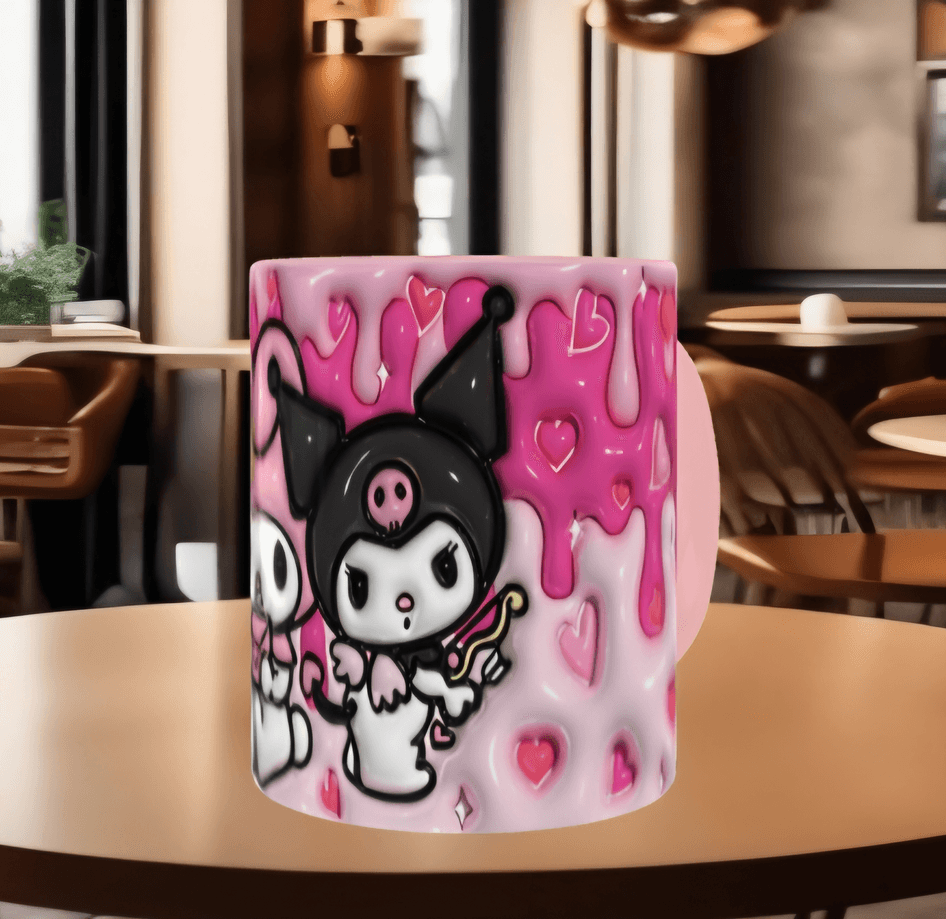Hello Kitty Baskı içi ve Kulpu Renkli Kupa