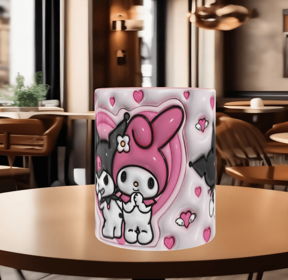 Hello Kitty Baskı içi ve Kulpu Renkli Kupa