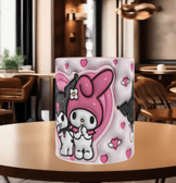 Hello Kitty Baskı içi ve Kulpu Renkli Kupa