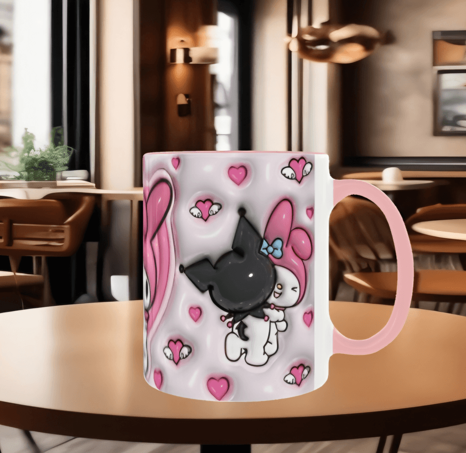 Hello Kitty Baskı içi ve Kulpu Renkli Kupa