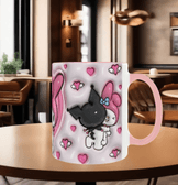 Hello Kitty Baskı içi ve Kulpu Renkli Kupa