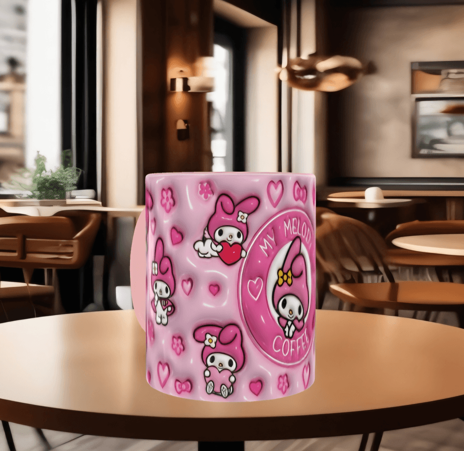 Hello Kitty Baskı içi ve Kulpu Renkli Kupa